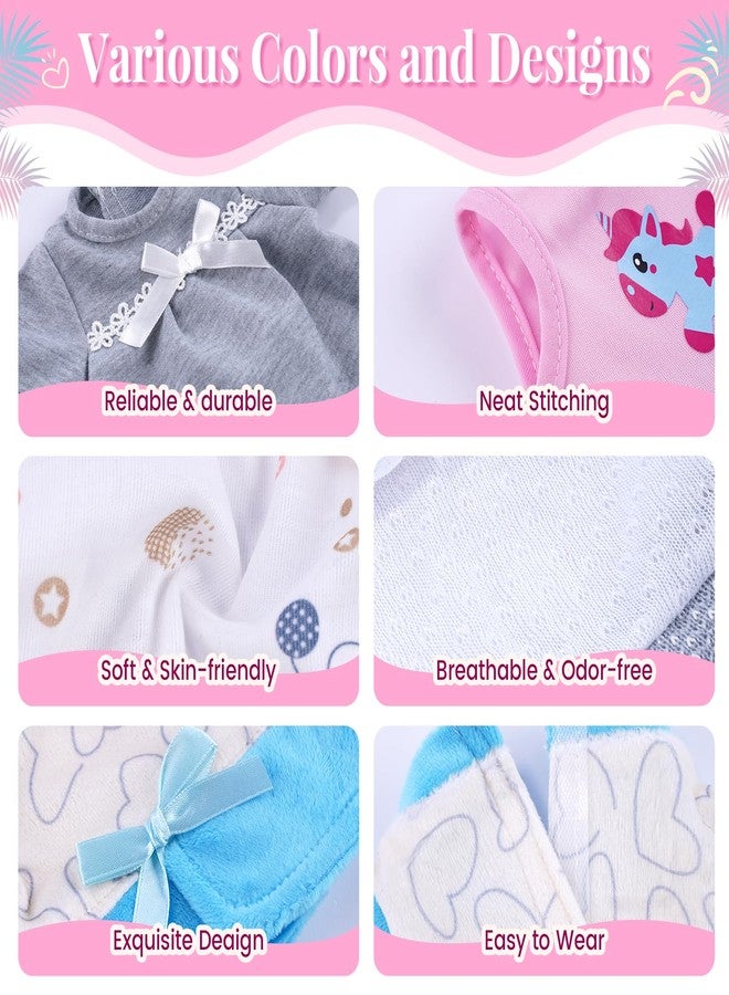 BABESIDE 6 Sets Baby Doll Clothes for 12-15 Inch Babydolls, 14 Pcs Bitty Baby Doll Clothes Set with Hat for Realistic Babydolls Accessories Girl - Image 2